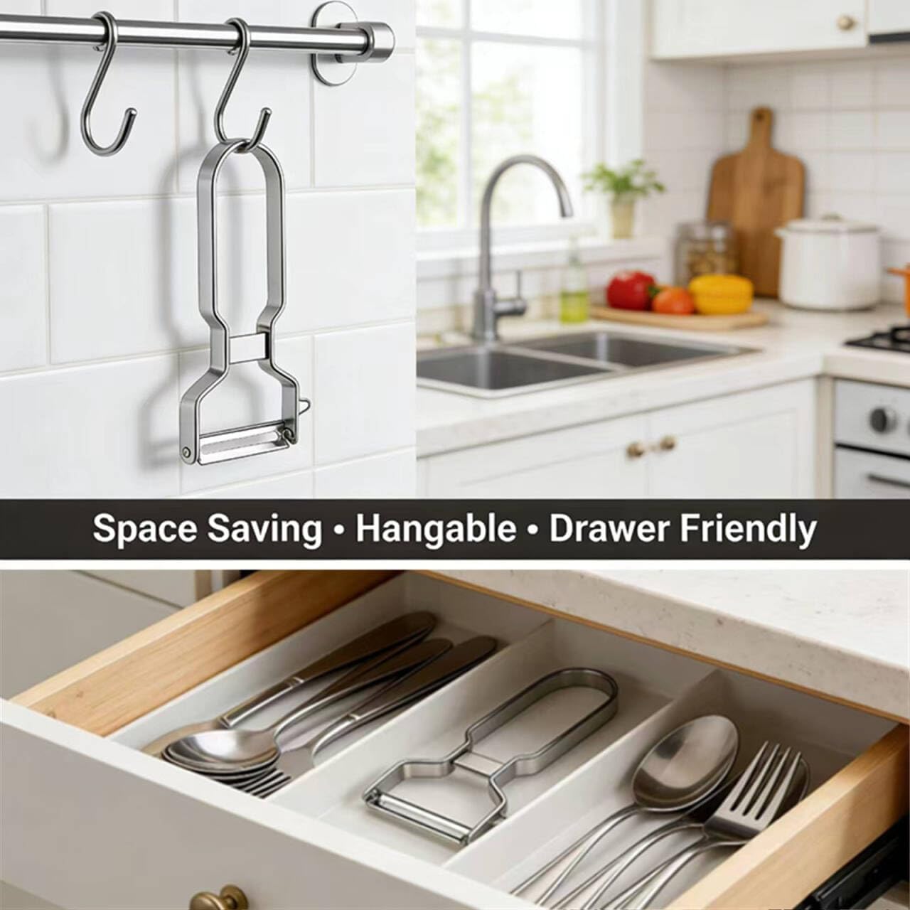 Y Stainless Steel Vegetable Peeler for Kitchen, All Metal Apple Potato Peeler with Eyes Remover, 90° Swivel Sharp Double-Sided Blade, Fruit Carrot Peeler