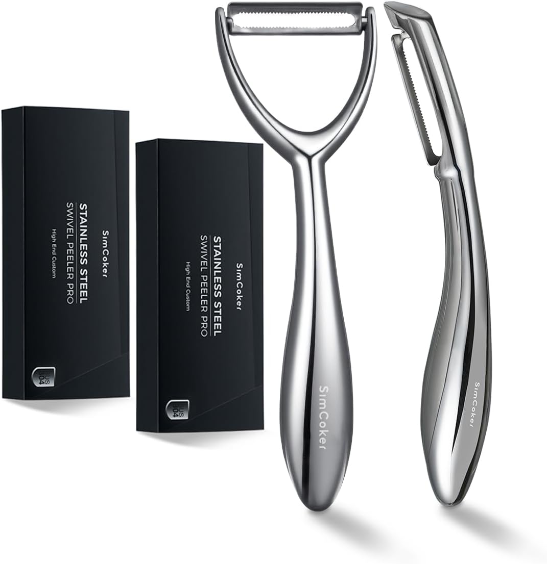 Vegetable Peeler Set, Ultra Sharp Stainless Steel Y Peeler & I Peeler for Potatoes, Fruits and Vegetables, Serrated Blade Kitchen Peeler with Ergonomic Handle