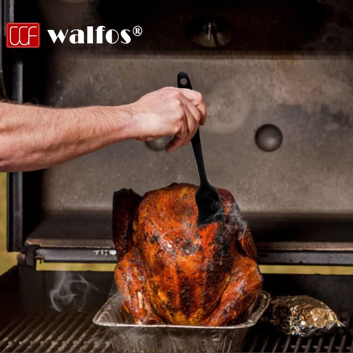 Walfos 600°F Heat Resistant Silicone Basting Brushes BPA Free Pastry Brush, Spread Oil Butter Sauce for BBQ Grill Baking Kitchen Cooking, Dishwasher Safe (2 SIZE)