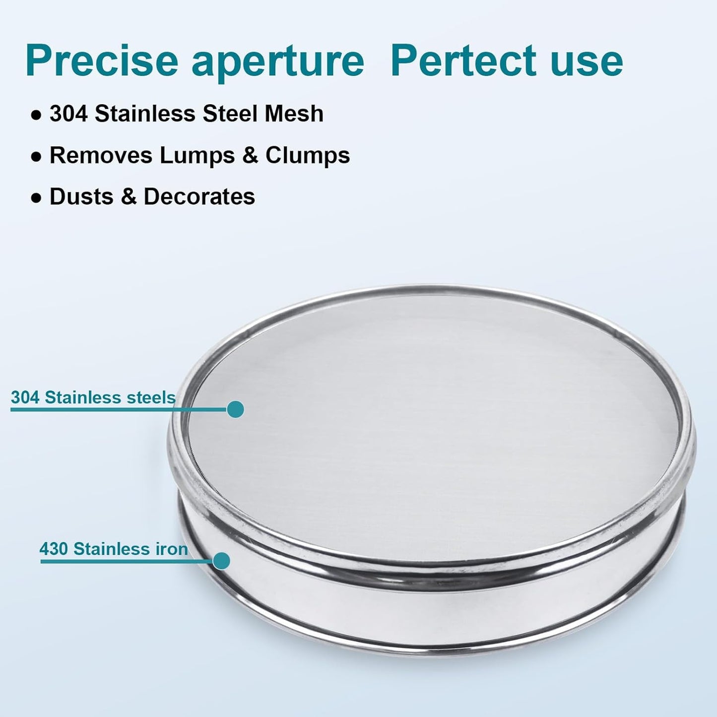 304 Stainless Steel Lab Sieve Screen Mesh, 100 Mesh (0.15mm) Aperture Test Sieve, 12Inch(30cm) Diameter Economy Standard Analysis Sample Test Sieves for Industrial Laboratory Homes - Colors A