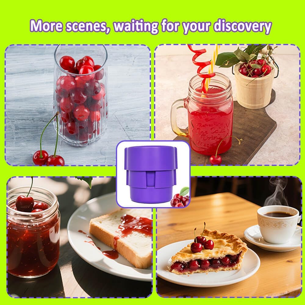 Cherry Pitter – Multi Cherry Tool 6 at Once, Full Detachable Cherry Seed Remover, Fast Cleaning for Baking, Canning, Jam, Dishwasher Safe with Pit Storage Case, Best Kitchen Gift for Mom Dad