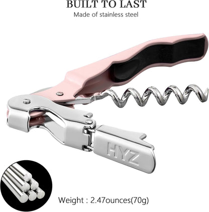 HYZ 2-Pack Wine Opener Waiter Corkscrew, Professional Wine Key for Servers, Bartender, with Foil Cutter, Manual Wine Bottle Opener Double Hinged (Black)