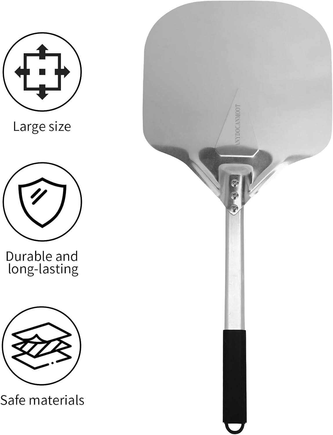 Perforated Pizza Peels 6 INCH pizza spatula paddle Long Handle Metal Pizza Spatula for Indoor and Outdoor (6 Inch)