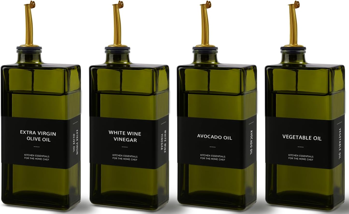 Olive Oil Dispenser Bottle for Kitchen 16.9oz, UV-Blocking Oil and Vinegar Dispenser Set, Soy Sauce Dispenser, Space Saving Design for Countertop (Green, 2pcs)