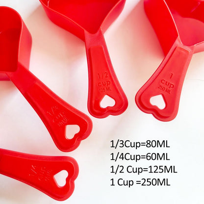 Measuring Spoons Set Heart Shaped Measuring Cups for Multi-purpose Liquid and Dry Home Essentials Cooking and Baking(4Pcs)