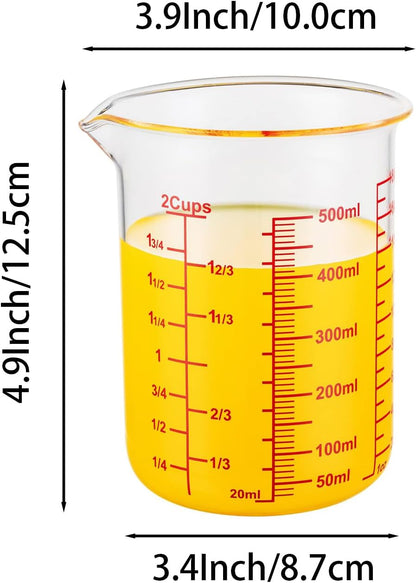 High Borosilicate Glass Measuring Cup-V-Shaped Spout，Glass Measuring Beaker for Kitchen or Restaurant, Easy to Read, 60 ML (2 Oz)-Pack of 2