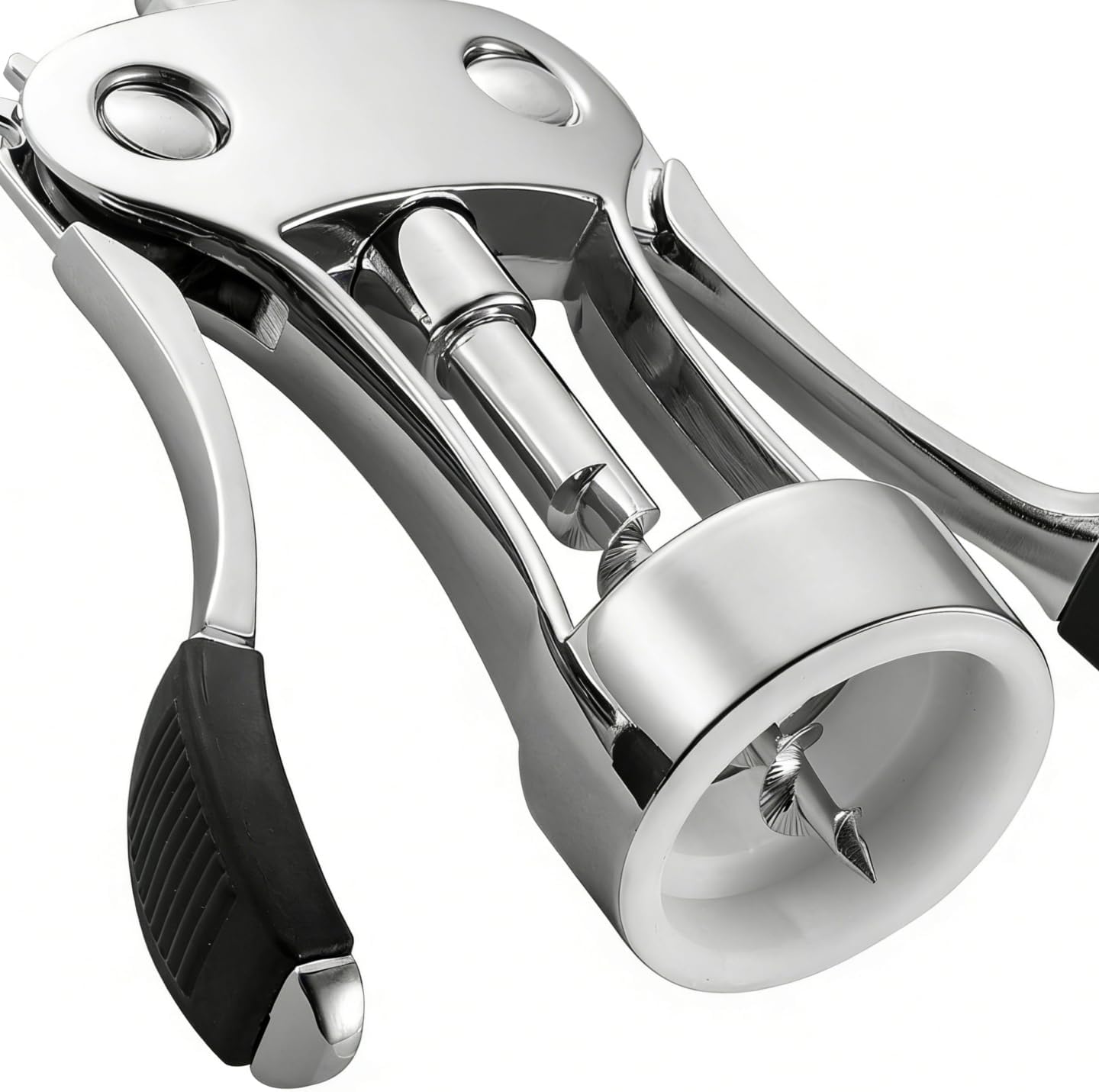 Wine Opener, Premium Zinc Alloy Wing Corkscrew with Built-in Bottle Opener, Sharp Corkscrew with Ergonomic Non-Slip Handle for Wine Beer Bottles, Silver