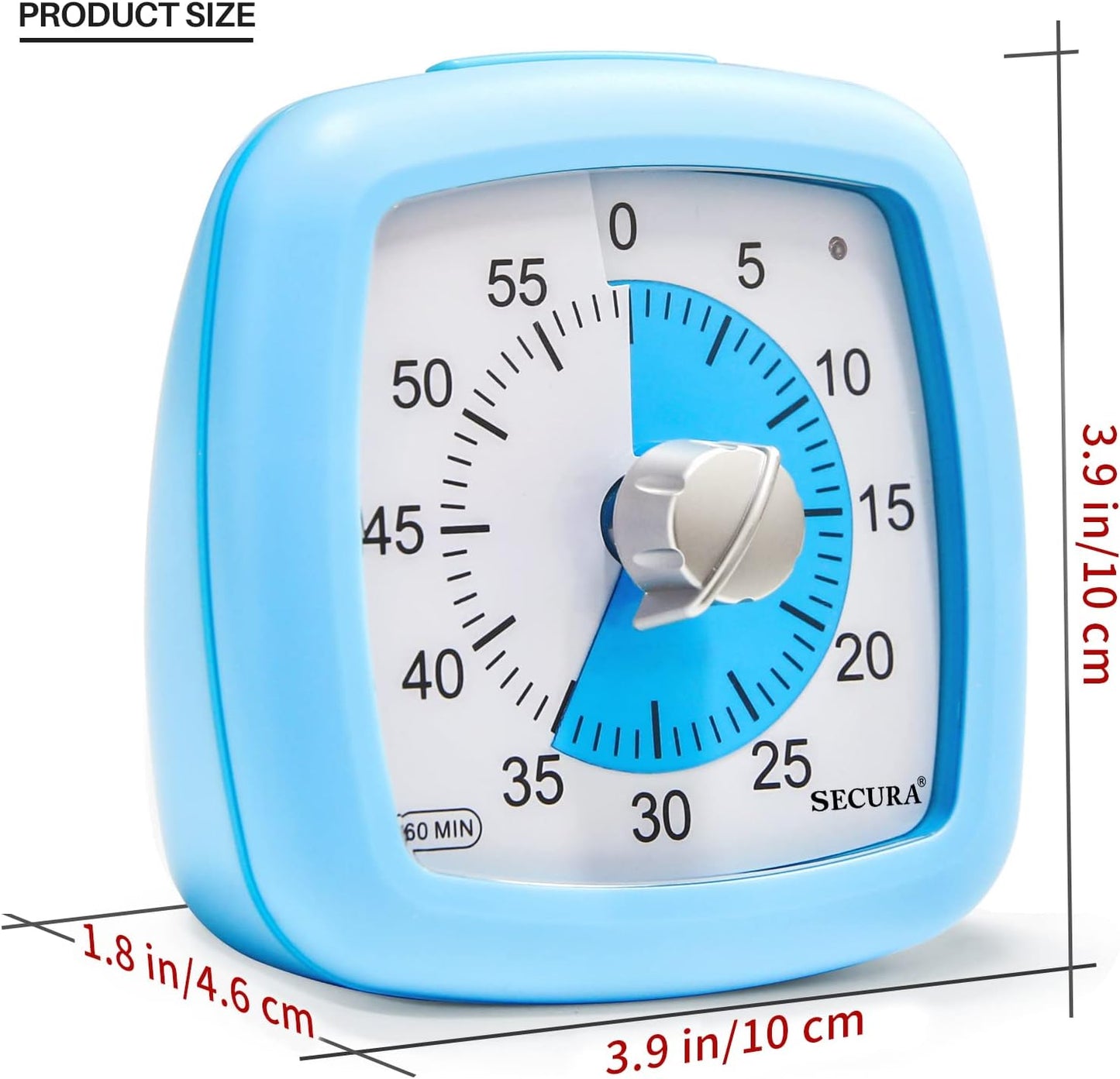 Secura 60-Minute Visual Timer, Silent Study Timer for Kids and Adults, Time Clocks, Time Management Countdown Timer for Teaching (Navy Blue & Navy Blue)