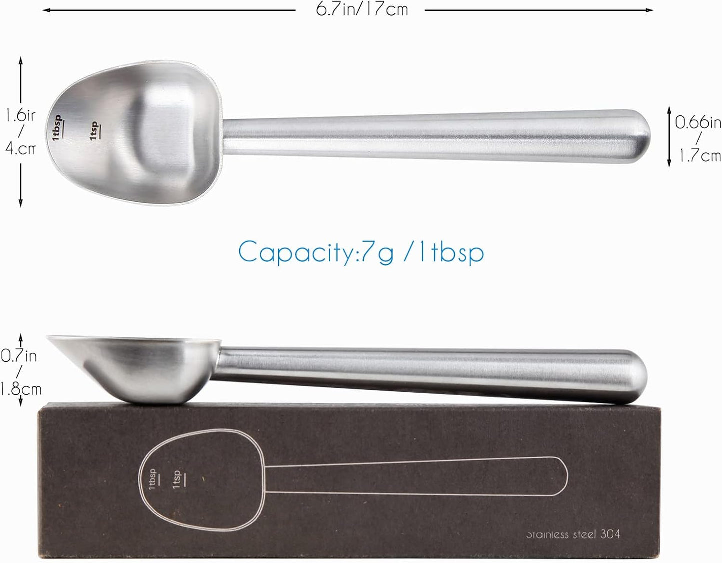 Easyworkz Stainless Steel Long Hollow Handle Coffee Scoop,7g Measuring Spoon for Ground Coffee and Loose Leaf Tea, Rose Gold-Black