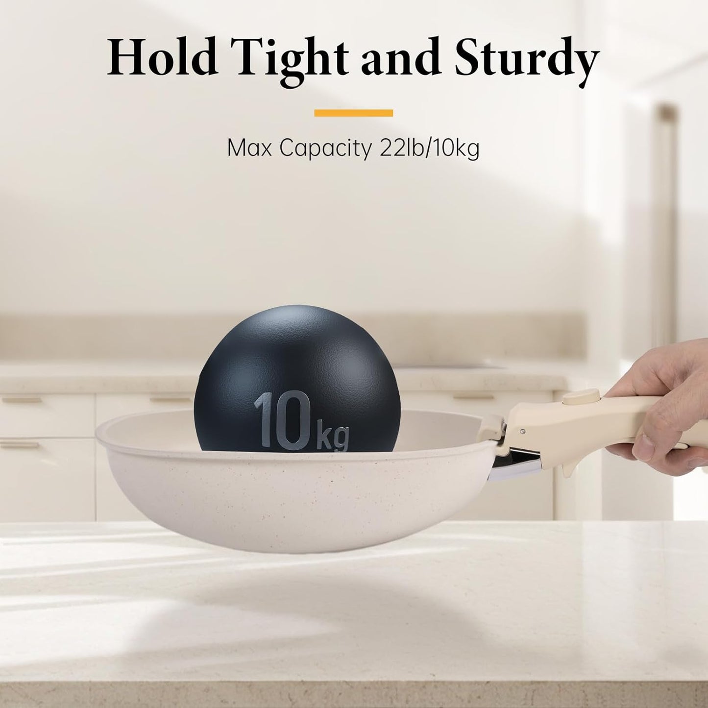Removable Pot Handle, Universal Pan Handle, Replacement for Pots and Pans, Fits All Cookware, Includes Spoon Rest, Durable & Heat-Resistant, Cream White