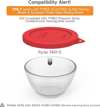 SOPHICO Silicone Replacement Lids for Pyrex Sculpted Glass & Tinted Glass Bowls Mixing Bowls（4 size）
