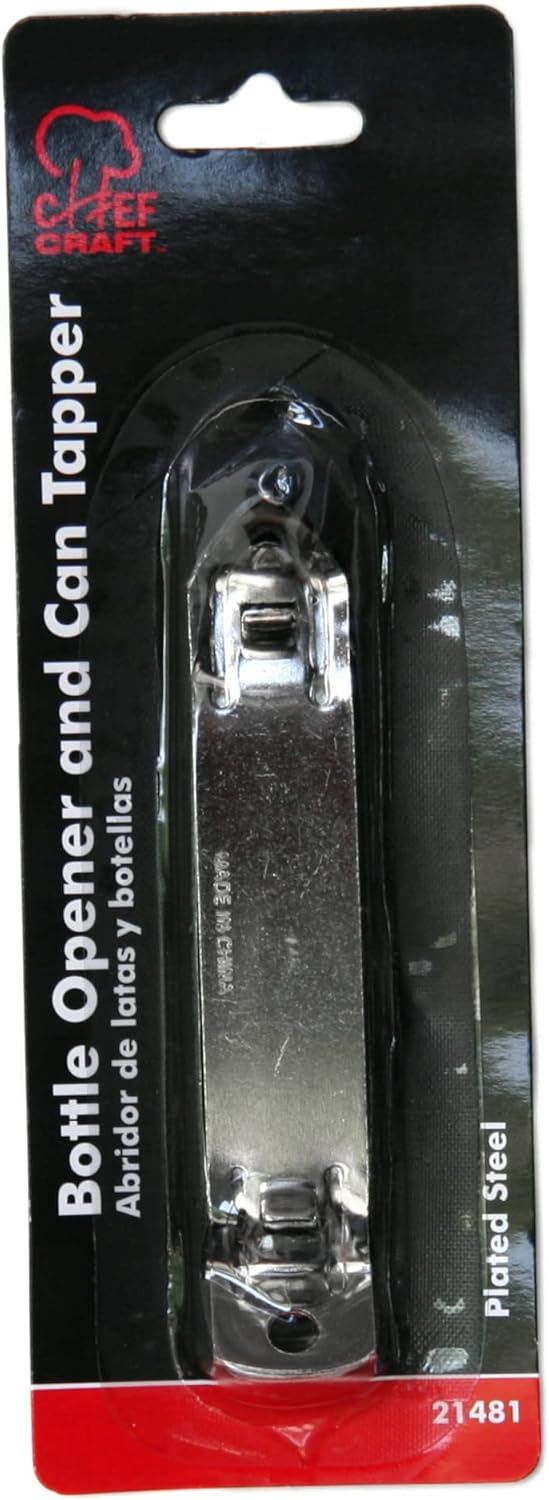 Chef Craft Select Durable Plated Iron Bottle Opener, 4.5 inches in length 2 piece set, Gray