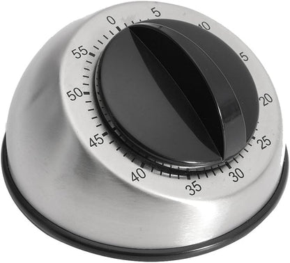 Kitchen Timer for Cooking, Mechanical Stainless Steel Chef Cooking Timer, Easy-to-Read 2.5” Dial, Loud Alarm Countdown Reminder for Cooking or Baking, No Batteries Required
