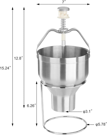 New Star Foodservice Commercial Aluminum Pancake Batter Dispenser with Stand, Portion Control Batter Dispenser for Pancakes, Waffles, Silver