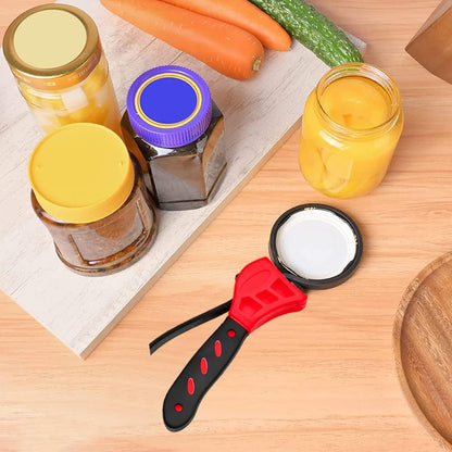 Jar Opener, Adjustable Belt Wrench Can Opener Jar Lid Opener Tool Easy Twis-t Rubber Jar Gripper Multi Can Openers for Weak Hand(red)