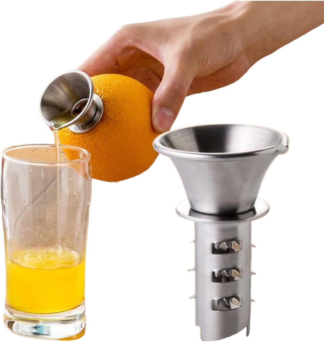 Manual Lemon Juicer, 304 Stainless Steel Mini Portable Thickened Hand Orange Squeezer for Home Kitchen Tools Easy to Clean Silver