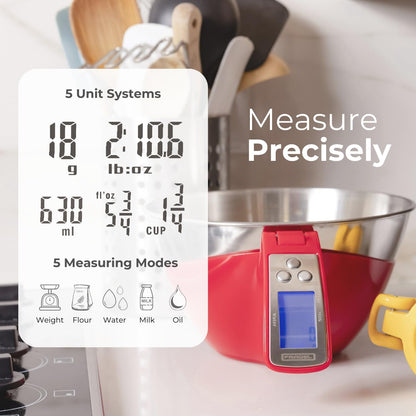 Fradel Digital Kitchen Food Scale with Bowl - 11lb, Grams & Ounces - Removable, Dishwasher-Safe Mixing Bowl - Black