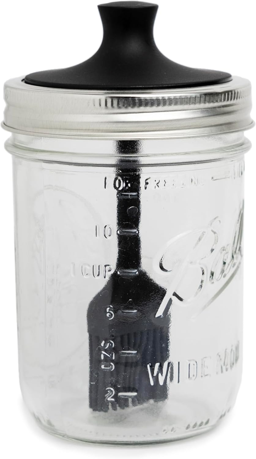 Jarware Silicone Black Basting Brush Lid For Regular Mouth Mason Jars