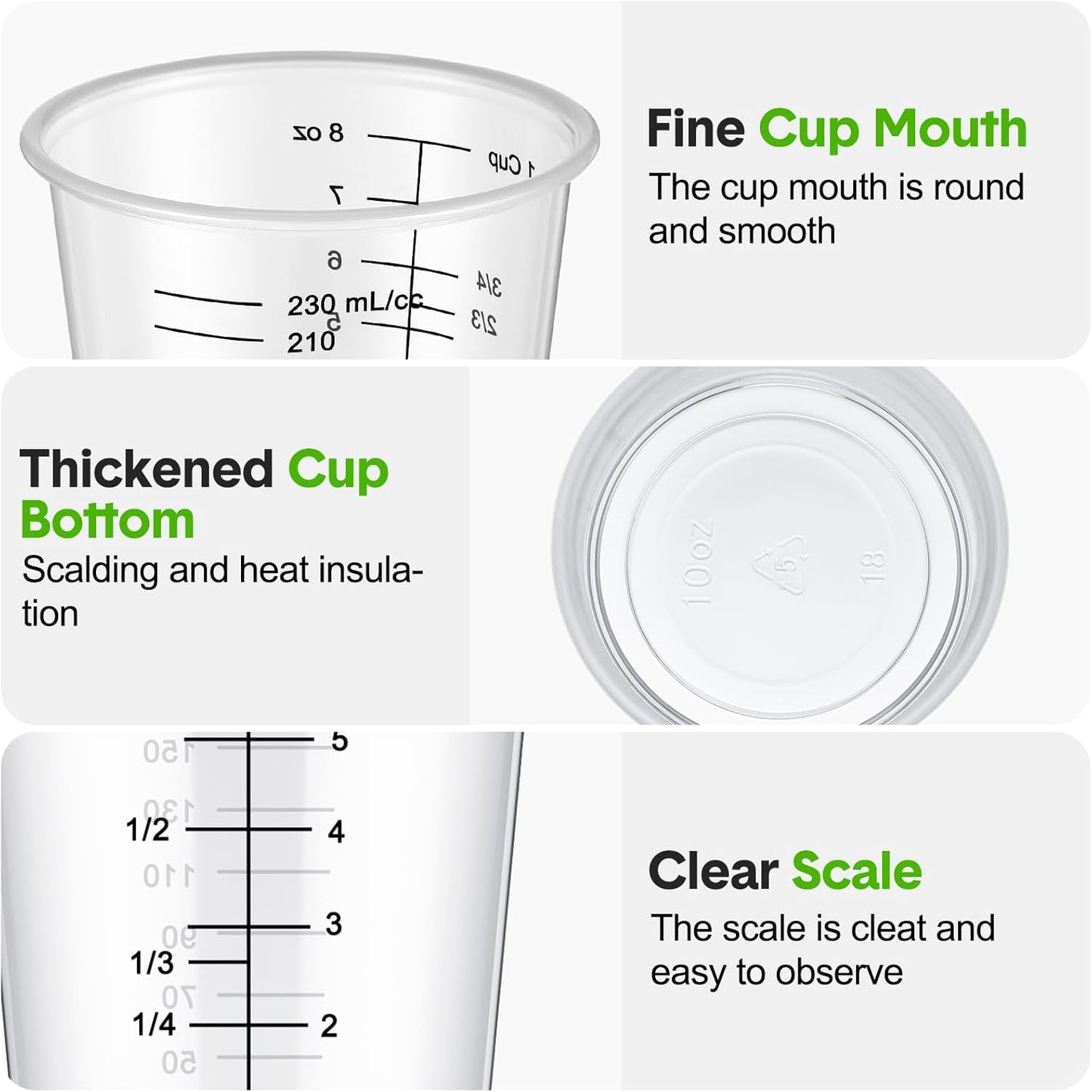 Yunsailing 100 Pack Disposable Measuring Cups for Resin 8 oz Clear Plastic Epoxy Reusable Liquid Mixing Cups for Cooking and Baking Supplies