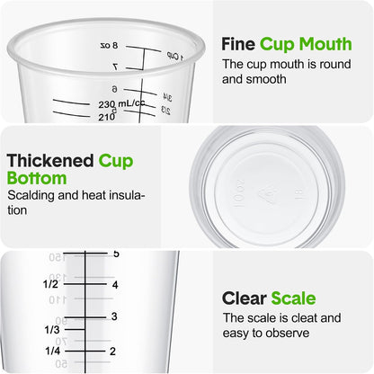 Yunsailing 100 Pack Disposable Measuring Cups for Resin 8 oz Clear Plastic Epoxy Reusable Liquid Mixing Cups for Cooking and Baking Supplies