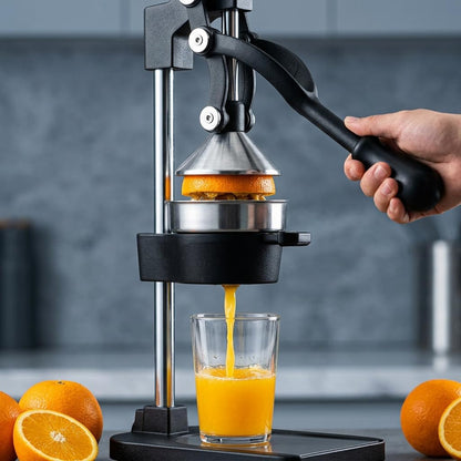 Cast Iron Juicer Hand Press – Heavy Duty Manual Citrus Juicer, Professional Orange Press, Stainless Steel Lemon Squeezer & Lime Juice Extractor (gray)
