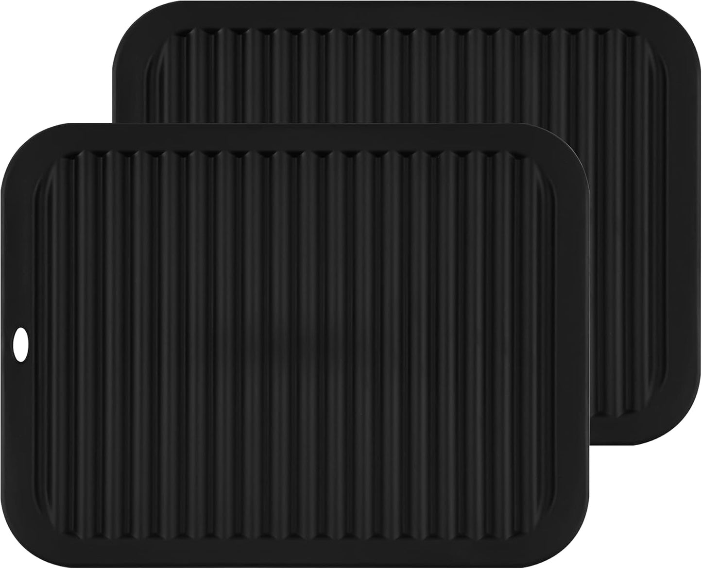 Silicone Hot Pads for Kitchen, Trivets for Hot Pots and Pans, Multi-Purpose Trivets for Quartz Countertops, Non Slip Trivet Mat, Silicone Mats for Kitchen Counter Pot Holders Set 2 Black