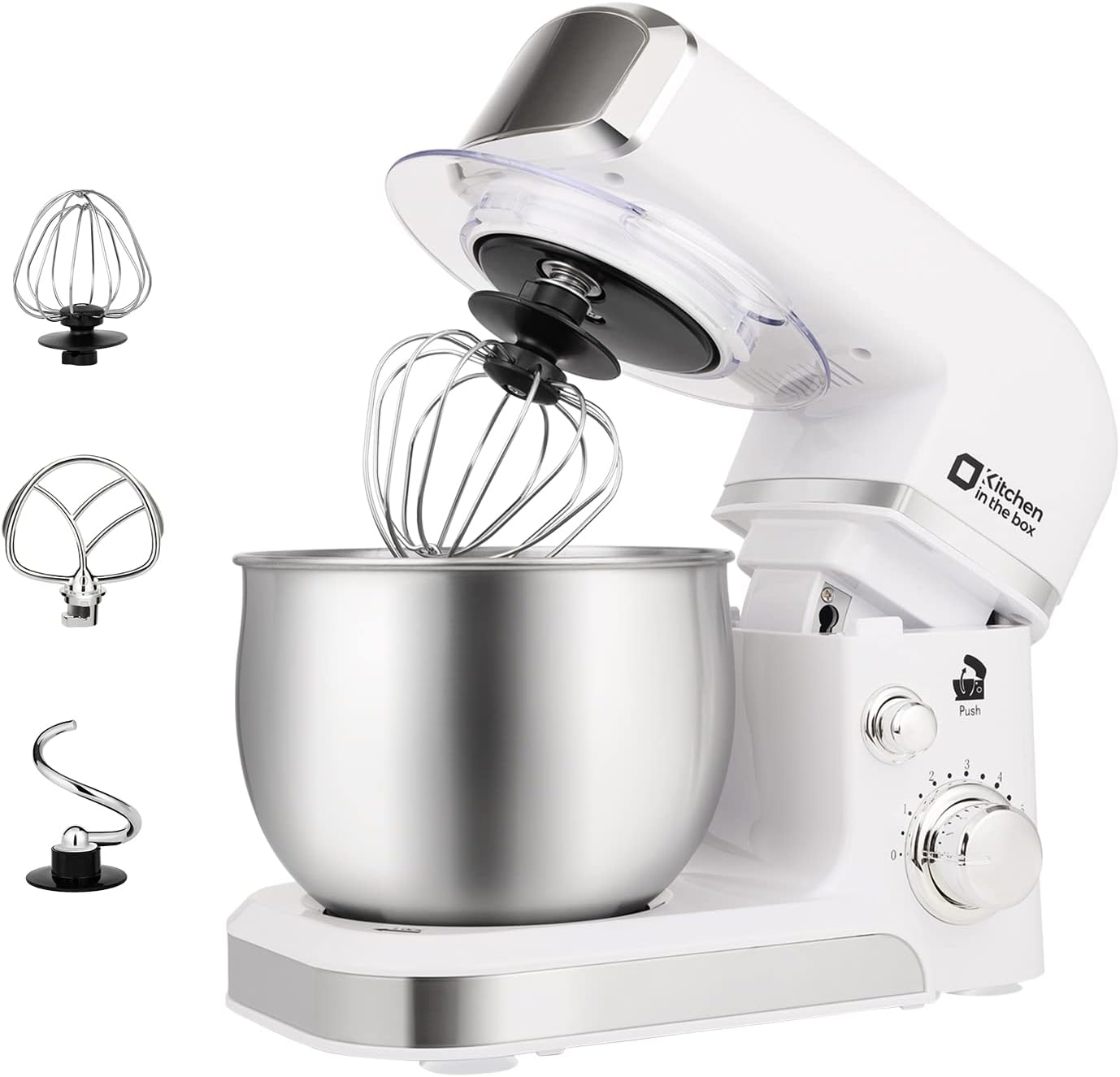 Kitchen in the box Stand Mixer,3.2Qt Small Electric Food Mixer,6 Speeds Portable Lightweight Kitchen Mixer for Daily Use with Egg Whisk,Dough Hook,Flat Beater (Black)