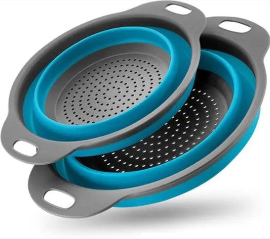 Collapsible Silicone Colander Set of 2 (Large & Small) (Green)