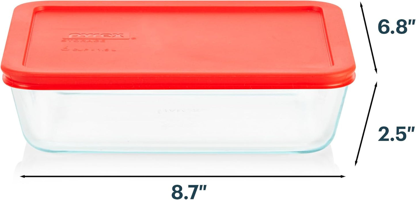 Pyrex Simply Store Glass Food Storage Container, Snug Fit Non-Toxic Plastic BPA-Free Lids, Freezer Dishwasher Microwave Safe, 11 Cup