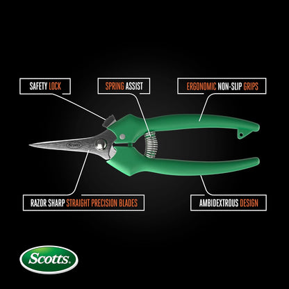 Scotts 8 in. All-Purpose Steel Garden Utility Shears with Serrated Blades – Comfort Grip Yard and Garden Scissors for Pruning Plants, Flowers, and Herbs