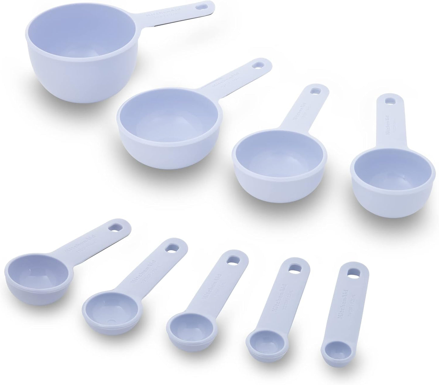 KitchenAid Universal Easy To Read Measuring Cup and Spoon Set with Soft Grip Handle for Maximum Control, Hang Hole and Nesting For Easy Storage, Dishwasher Safe, 9 Piece, Pistachio