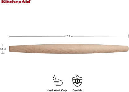 KitchenAid Maplewood French Rolling Pin, 22-Inch, Brown