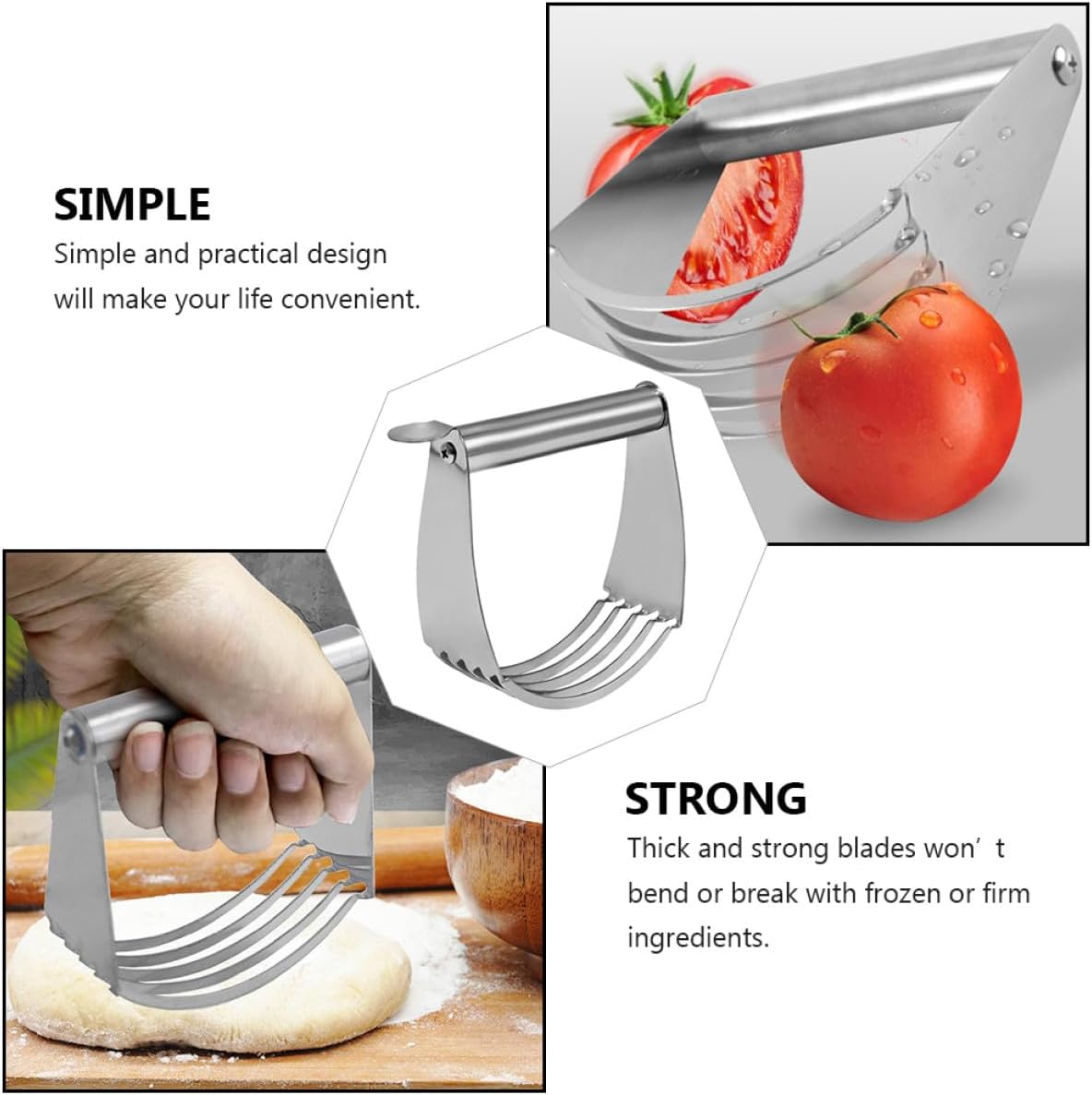 Professional Stainless Steel Pastry Cutter with Handle, Heavy Duty Dough Blender for Baking, Kitchen Dough Cutter Tool for Home and Bakery Use