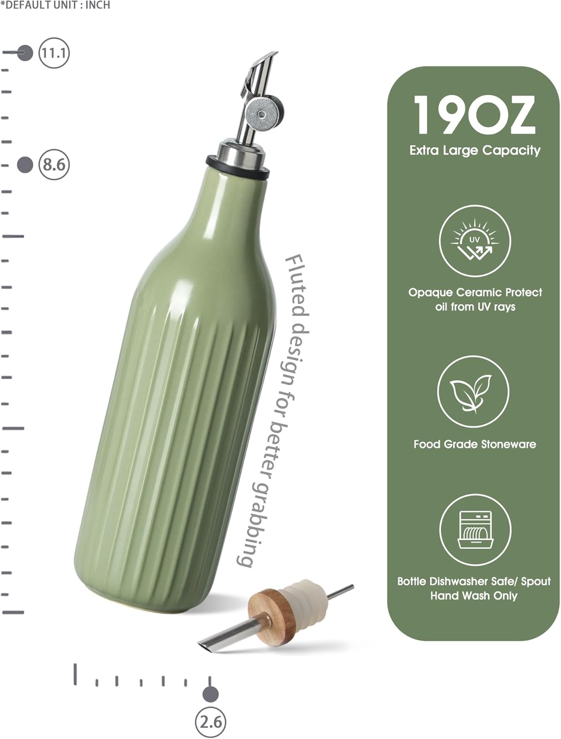 FE FUN ELEMENTS Olive Oil Dispenser Bottle, 19 oz Oil Dispenser for Kitchen and Vinegar Dispenser Bottle, Suitable for Vinegar, Coffee Syrups & Other Liquids, Off White