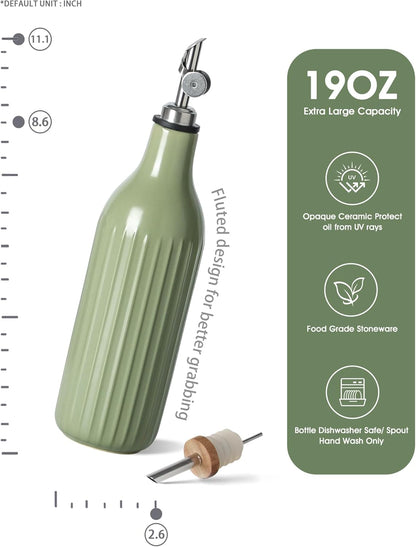FE FUN ELEMENTS Olive Oil Dispenser Bottle, 19 oz Oil Dispenser for Kitchen and Vinegar Dispenser Bottle, Suitable for Vinegar, Coffee Syrups & Other Liquids, Off White