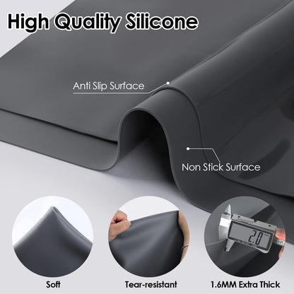 Standard Silicone Mat,Black Baking Mat-Food Grade Kids Dinner Table Placemat Non Slip Counter Mat with Raised Edges Heat Resistant Mat for Air Fryer Nonstick Pastry Dough Mat(1 Pack 23.6'' x 15.7'')