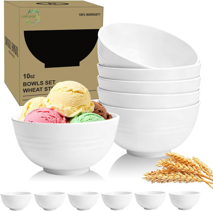 Wheat Straw Bowls Set with Lids, Unbreakable 40 OZ Cereal Bowls Set of 4, Salad Container for Lunch, Microwave & Dishwasher Safe Bowl Set for Kitchen, Picnic, RV, Camping, Multi