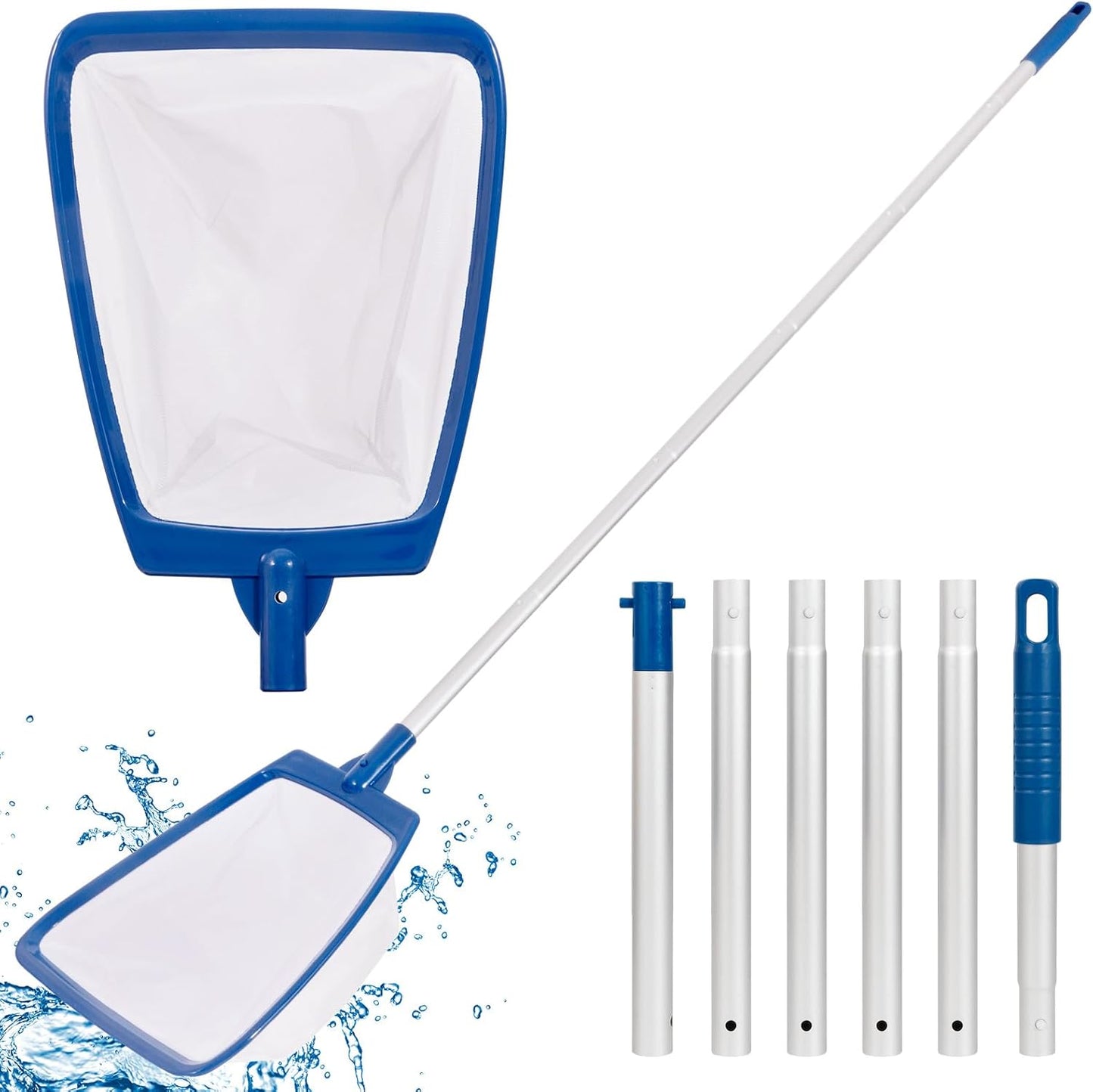 POOLAZA Hot Tub Skimmer Net Handheld, Professional Pool, Spa, Pound Skimmer Net with Aluminum Pole Handle, Deep Ultra Fine Mesh Netting Small Pool Skimmer Net, Upgrade Durable Hot Tub Net Hand Skimmer