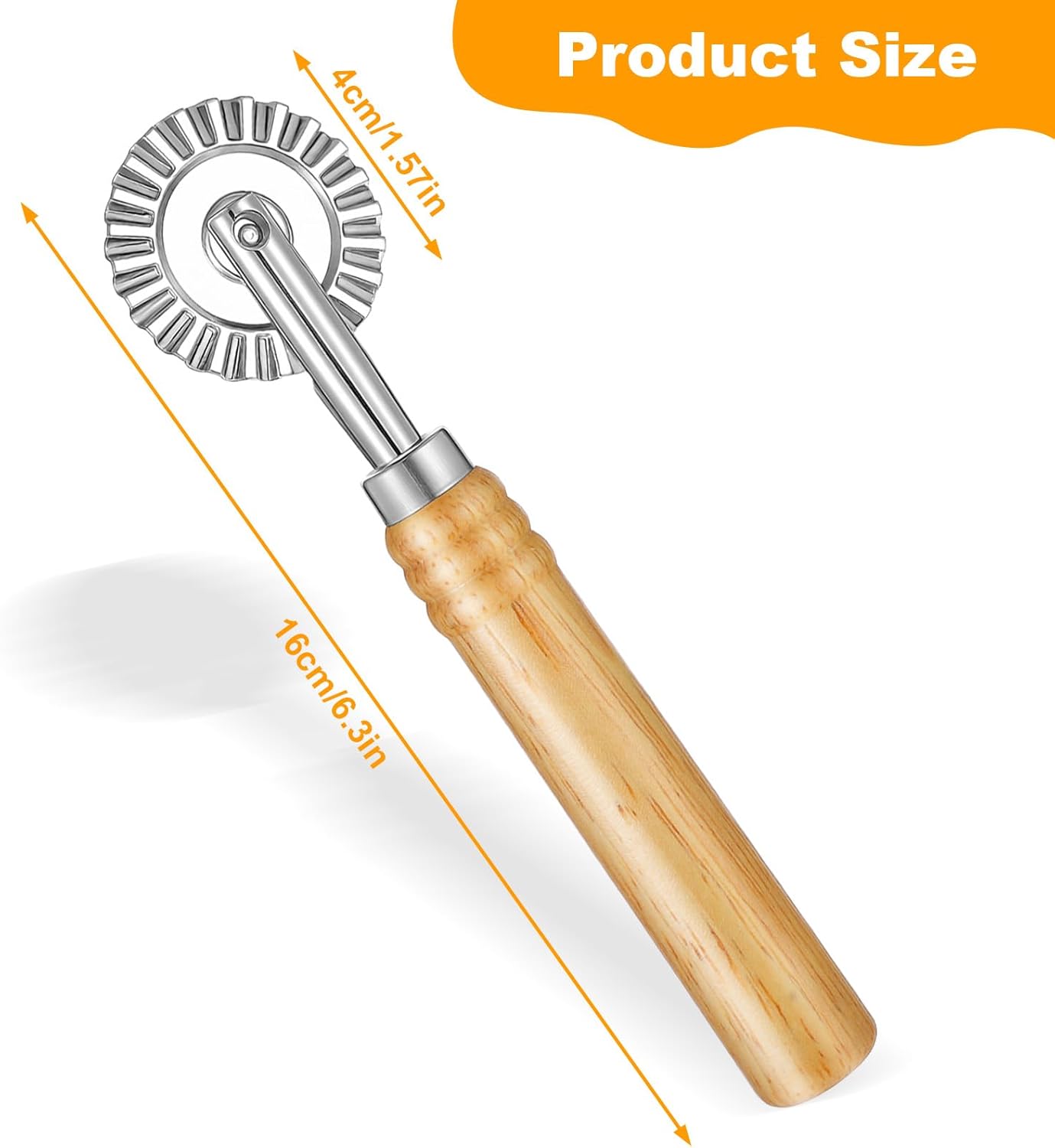 Pasta Cutter Wheel, Pastry and Pasta Cutter Wheel Pastry Ravioli Wheel Cutter With Long Wooden Handle for Ravioli Pasta Dumplings Lasagna Pierogi