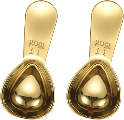 uxcell 2Pcs Stainless Steel Coffee Scoop, 15ml Short Handle Measuring Spoon for Ground Coffee Tea Sugar Kitchen Gifts, Rose gold