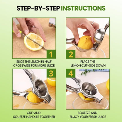 Lemon Squeezer Stainless Steel – Heavy Duty Manual Citrus Juicer Hand Press for Lemon Lime Orange – Ergonomic Non-Slip Handle, Rust-Resistant, Dishwasher Safe Kitchen Tool