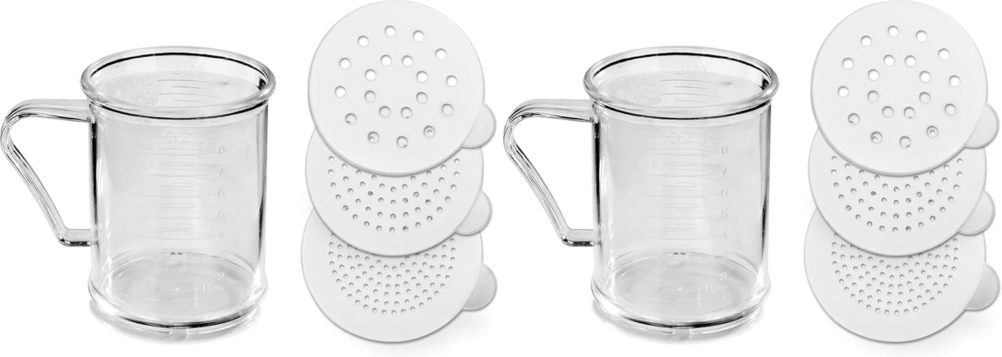 New Star Foodservice 22513 Polycarbonate Plastic Dredge Shaker with 3 Snap-on Lids, Seasoning Sugar Spice Pepper Shaker, 10 OZ
