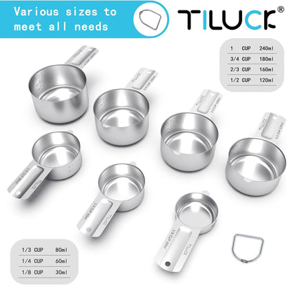 TILUCK Stainless Steel Measuring Cups Set,Kitchen Gadgets for Cooking & Baking,Set of 5