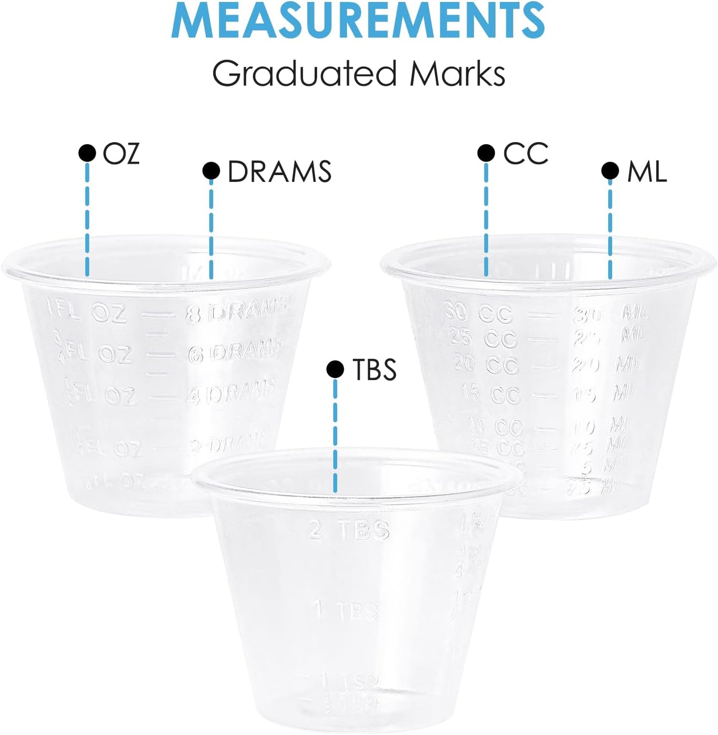 Lilymicky 500 Pack Disposable Medicine Cups (1oz), Medical Plastic Measuring Cups For Medical Purposes, or Mixing and Measuring Resin, Epoxy, DIY Arts & Crafts, Paint