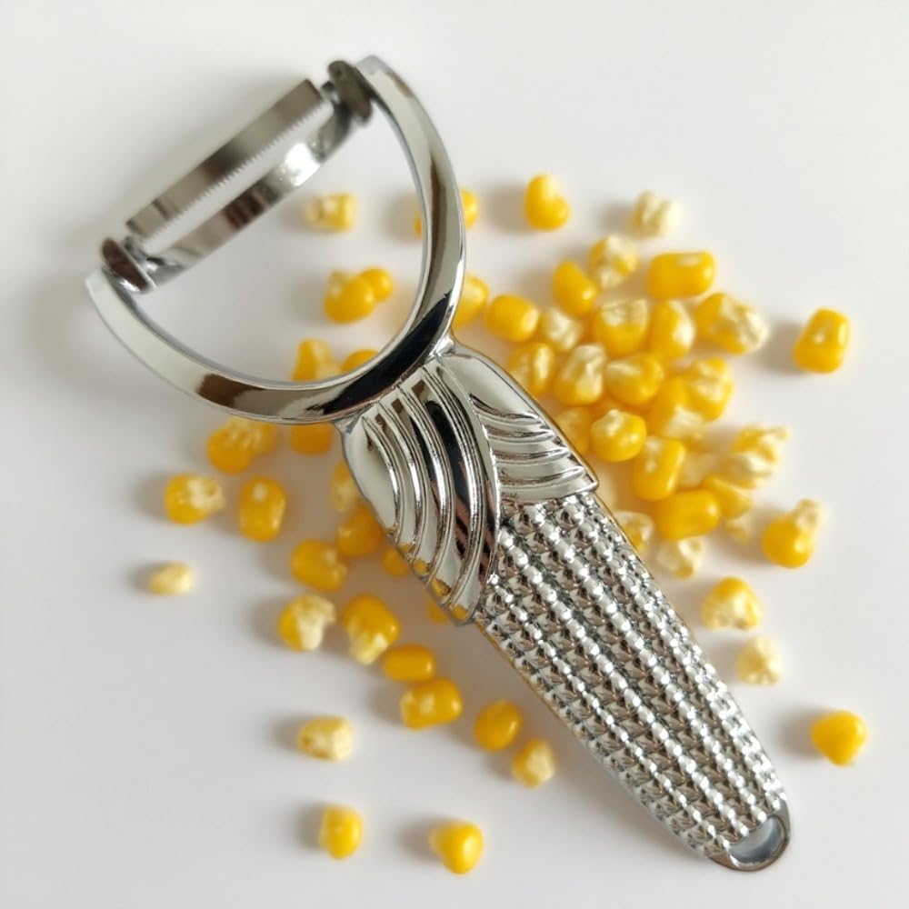 Duty Zinc Alloy Corn Stripper, Multi Function Corn Kerneler Creamer Tool Efficient Corn Peeler, Remover for Fresh Sweet Corn Vegetables Fruits