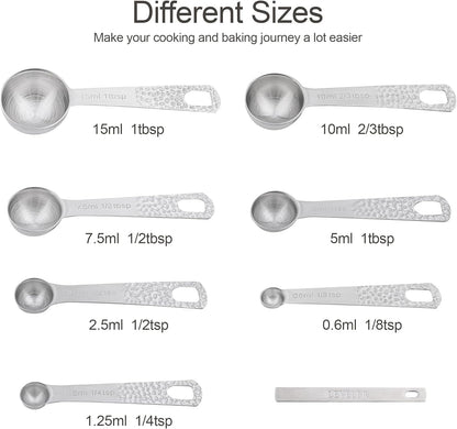 Measuring Cups and Spoons Set 14, Copper Measuring Cups and Spoons Set for Dry & Liquid, Metric & US Stainless Steel 6 Measure Cups and 7 Spoons Set w/Leveler for Kitchen & Baking