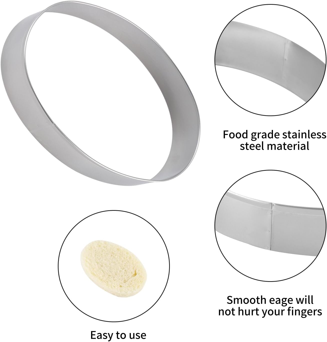 Round Cookie Cutter Set Large - 5 Inch, 4 Inch, 3 Inch, 2 Inch - Geometric Cookie Cutters Shapes Molds - Stainless Steel Homemade Round Biscuit Treats Cutter…