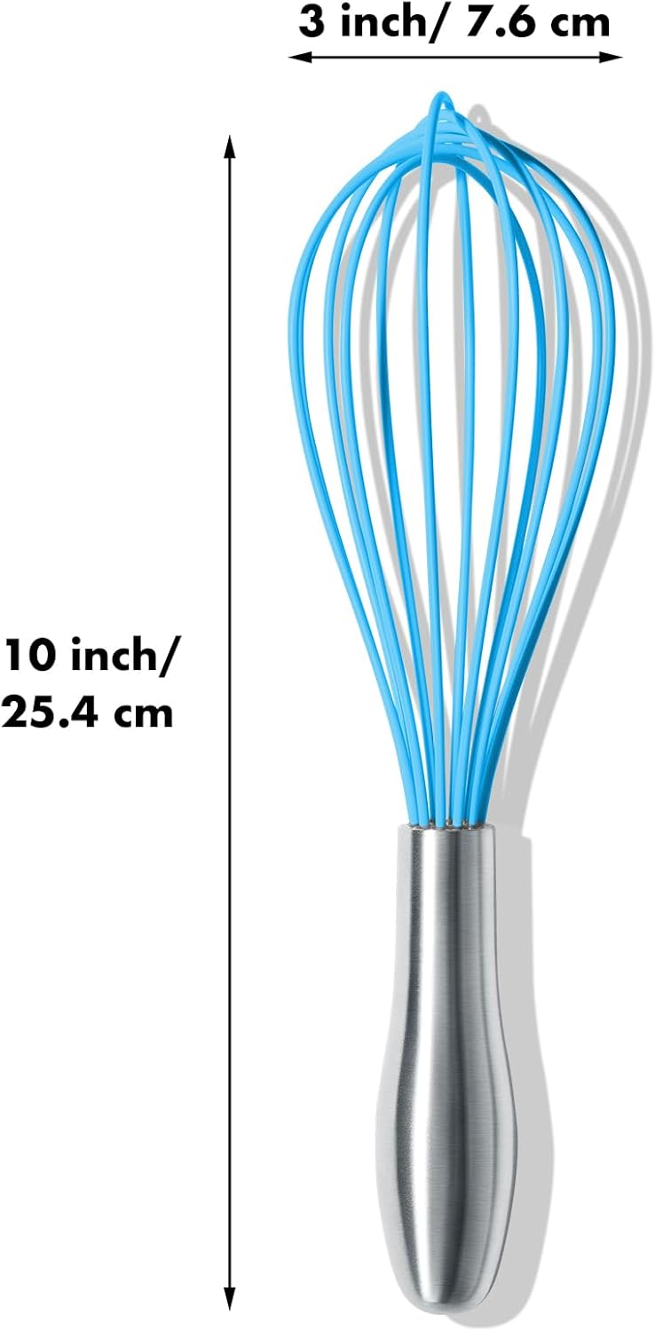 OYV 18/10 Stainless Steel Whisk, Ergonomic Handle, Dishwasher Safe Metal whisk, Professional Whisk for Kitchen Cooking, Perfect for Blending, Whisking, Baking, and Beating, 10-Inch Wire Wisk