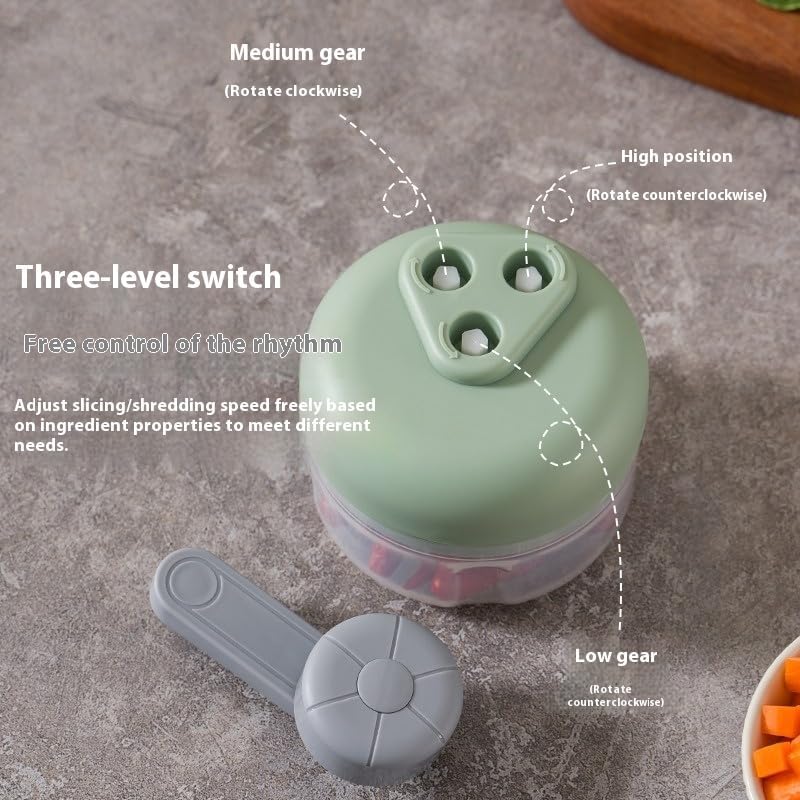 Mini Hand Crank Vegetable Chopper, Handheld Food Chopper, Garlic Chopper, Quick Manual Vegetable Processor for Onion, Garlic, Salad, Salsa, Fruit (white)