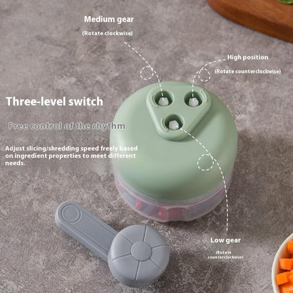 Mini Hand Crank Vegetable Chopper, Handheld Food Chopper, Garlic Chopper, Quick Manual Vegetable Processor for Onion, Garlic, Salad, Salsa, Fruit (white)